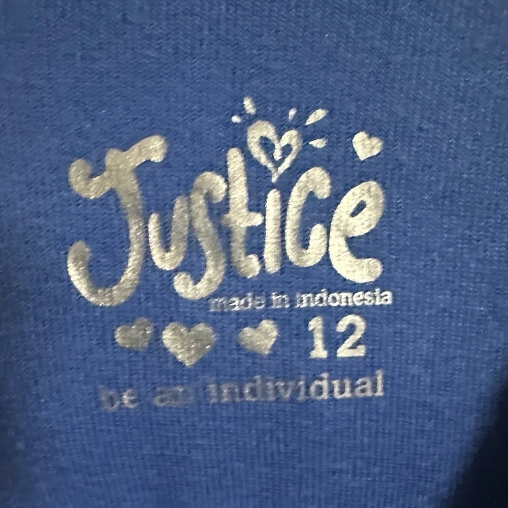 Justice Royal Blue Velour Tracksuit with Peace Signs, Size 12